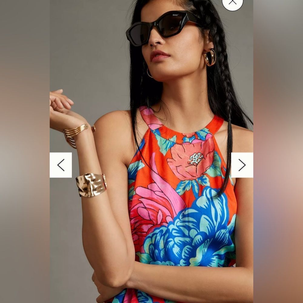 Farm Rio x Anthropologie Floral Print Halter Wide Leg Jumpsuit Resortwear - XS - Picture 15 of 15